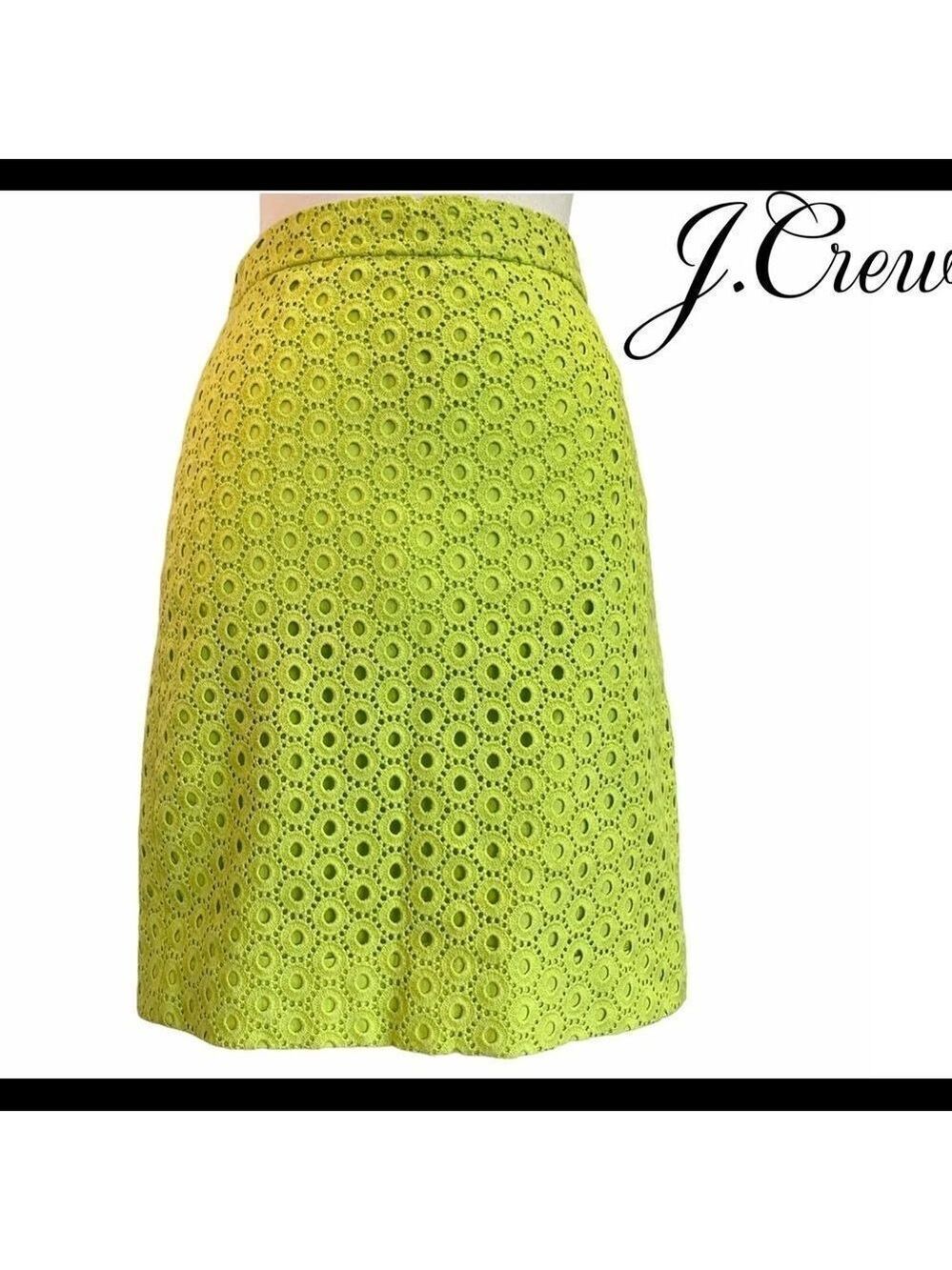 J.CREW lime green neon yellow lace skirt size 0